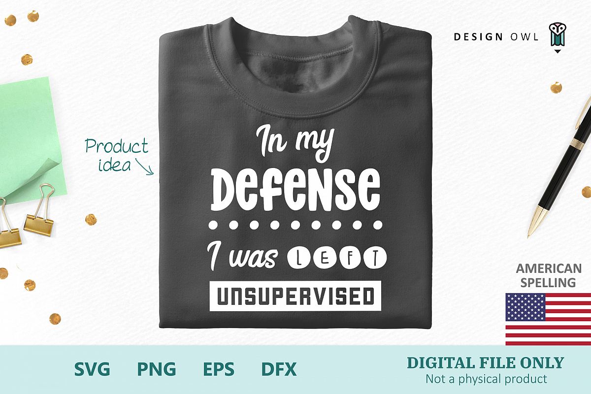 In my defense - American Spelling - Funny SVG cut file example image 1