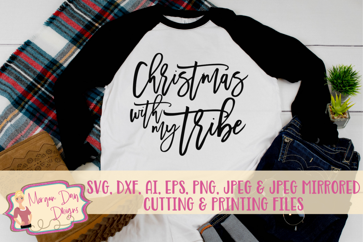 Christmas With My Tribe SVG, DXF, AI, EPS, PNG, JPEG example image 1