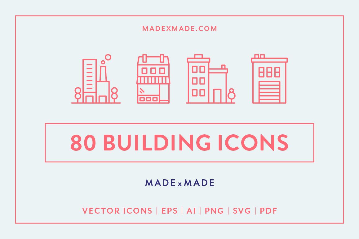 Line Icons - Buildings example image 1