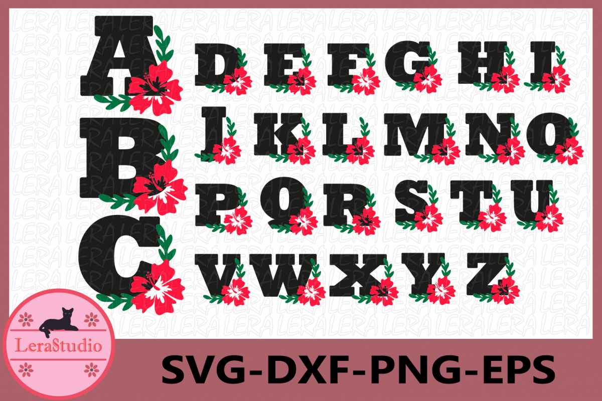 Flower Font SVG, Alphabet Floral SVG, Regal Letter Svg example image 1