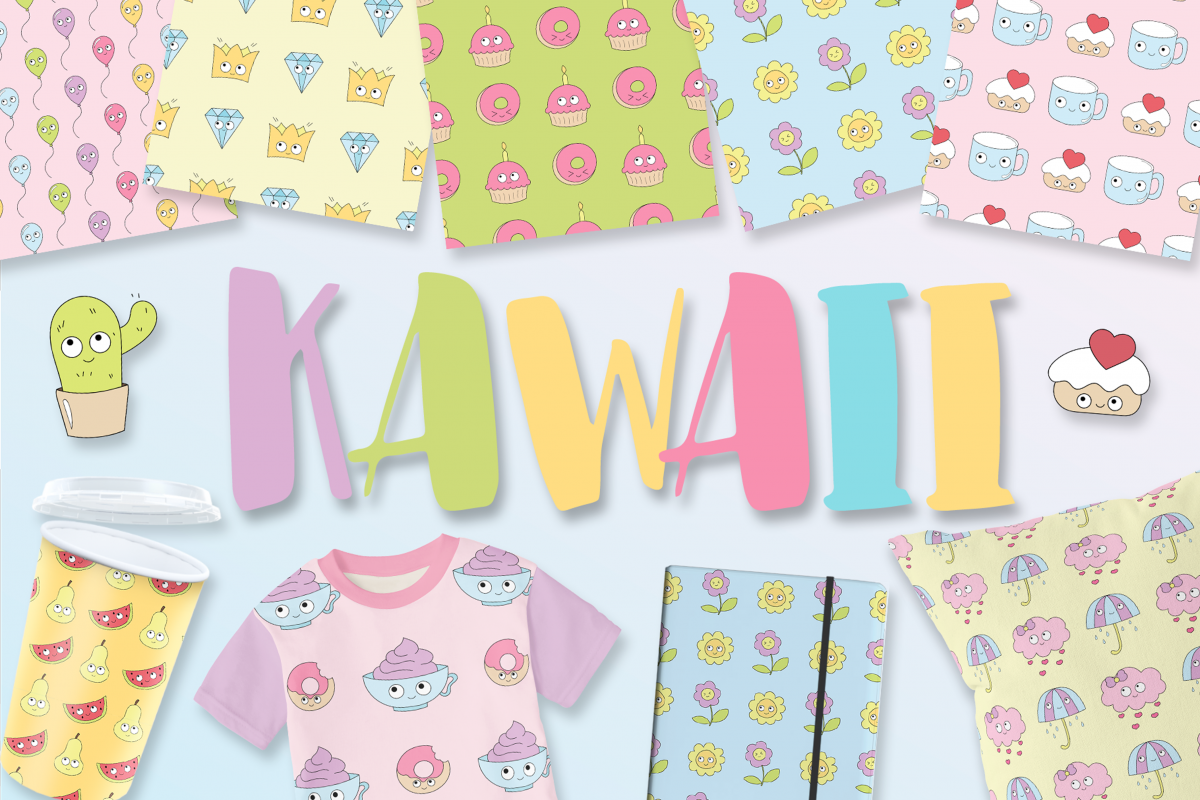 Kawaii patterns, elements example image 1
