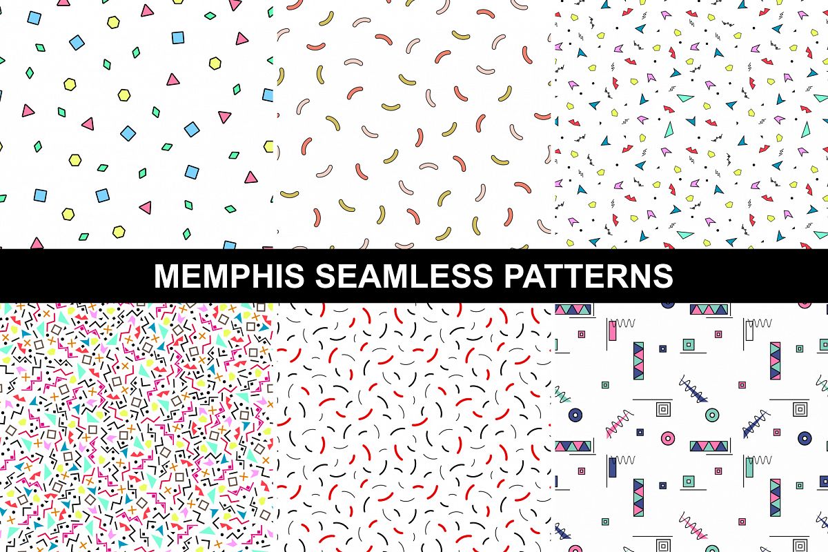 Colorful Memphis Patterns - seamless example image 1