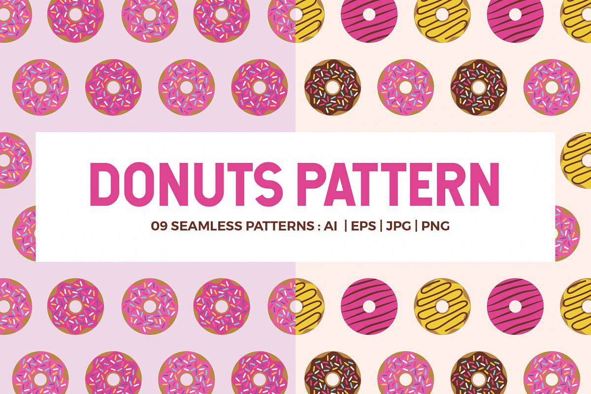 Donuts Seamless Patterns example image 1