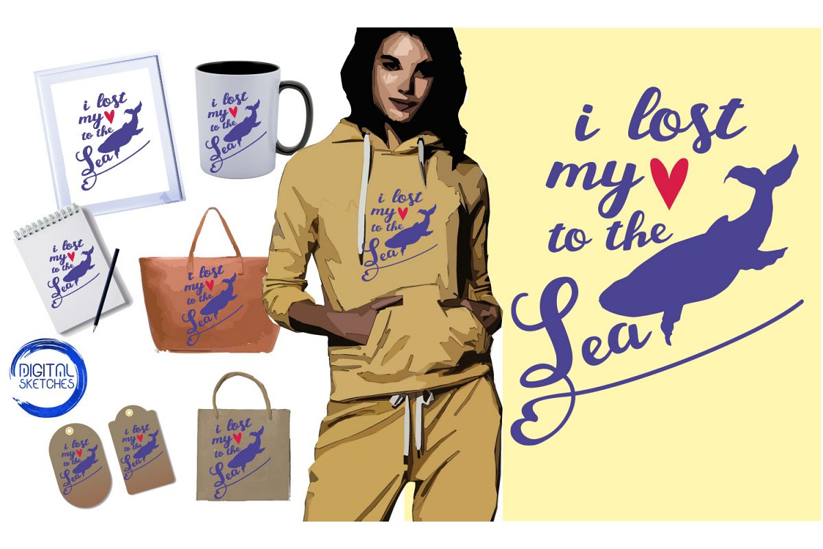 Saying Love Sea Cut File Vector Graphics Illustration example image 1