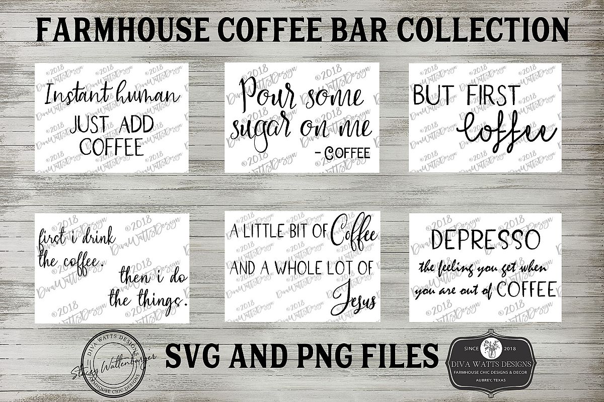Farmhouse Coffee Bar Funny Sign Bundle of Cutting Files example image 1