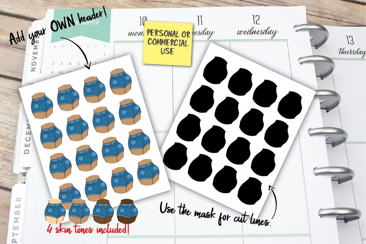 Booty Work Planner Stickers example image 1