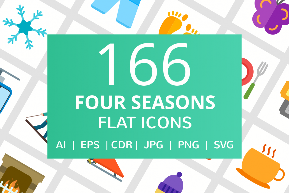 166 Four Seasons Flat Icons example image 1