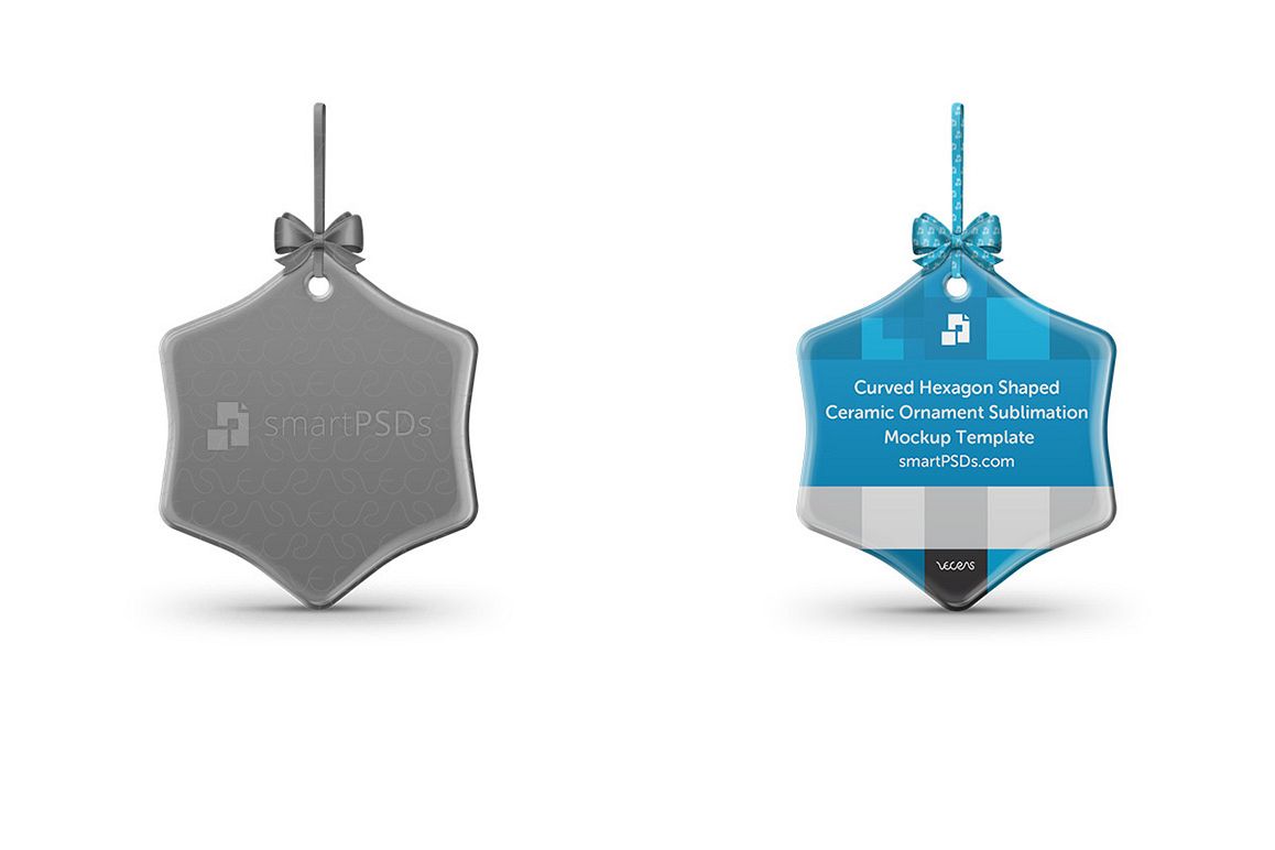 Curved Hexagon Shape Ceramic Ornament Sublimation Mockup example image 1
