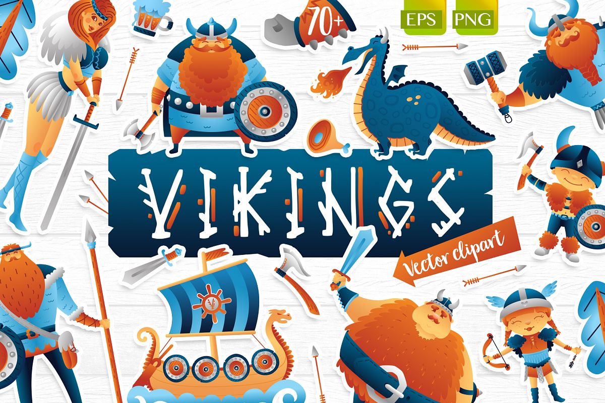 Vikings vector clip art illustration example image 1