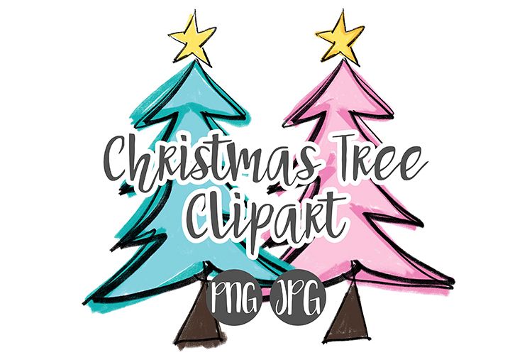 Hand Drawn Christmas Tree Clipart example image 1