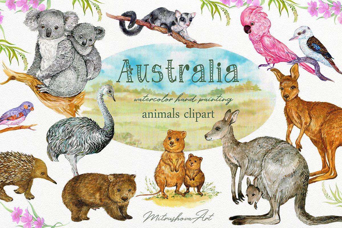 Animals Australia Watercolor example image 1