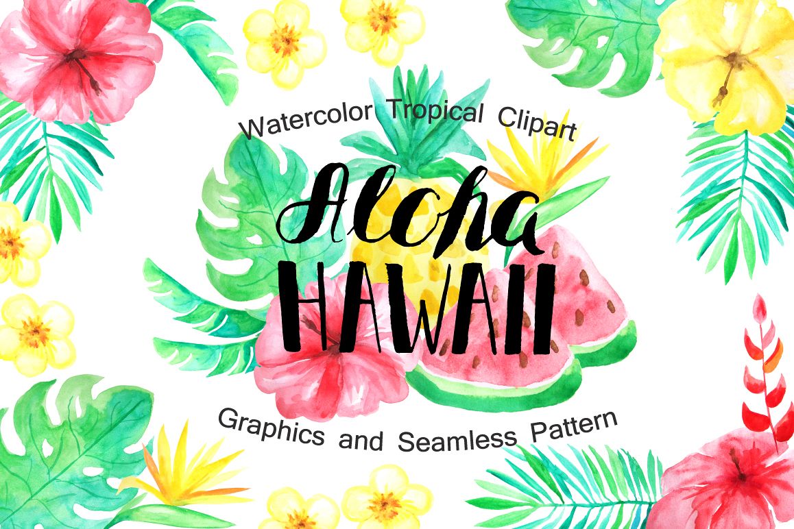 Watercolor Tropical Mini Set example image 1