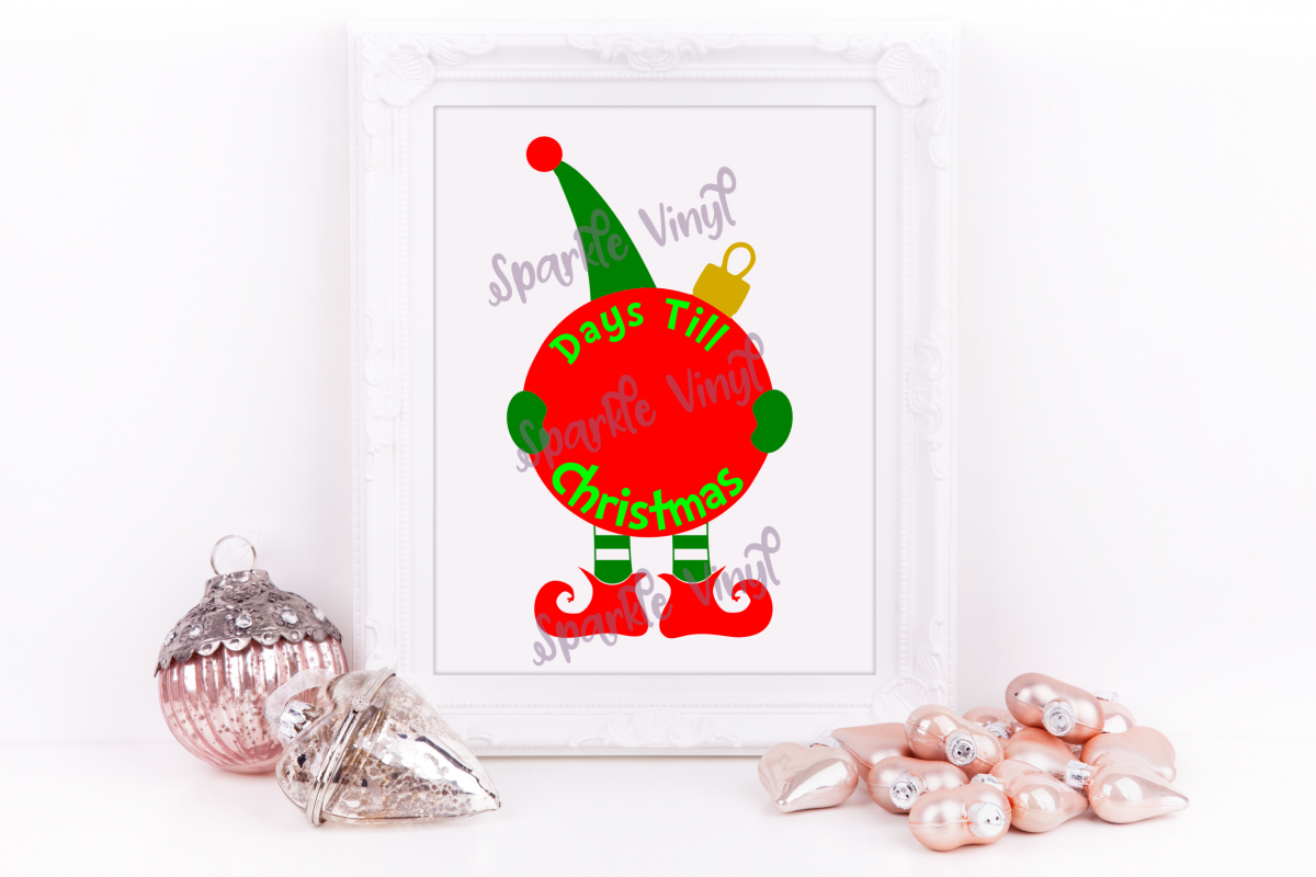 Svg Christmas Elf Countdown Advent sign picture printable svg cut file for cricut silhouette dxf eps png pdf, Elf clipart DIY Sign stencil example image 1