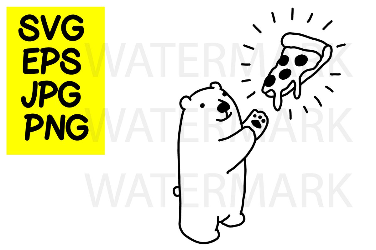 Bear with pizza- SVG-EPS-JPG-PNG example image 1