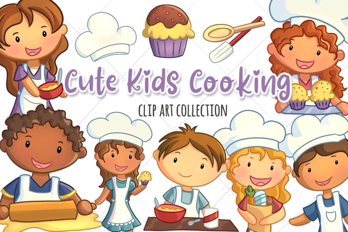 Cute Kids Cooking Illustrations example image 1