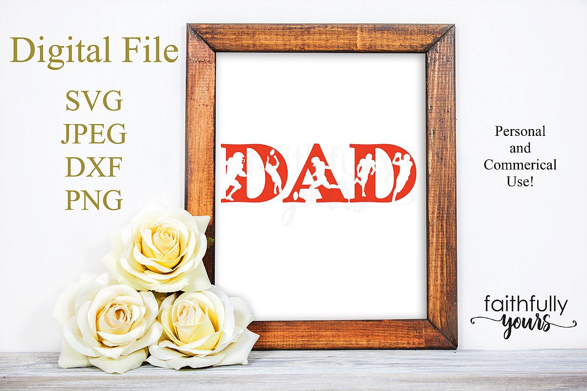 Dad with football player cutouts SVG JPEG DXF PNG example image 1