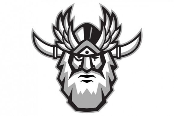 Norse God Odin Head Retro example image 1