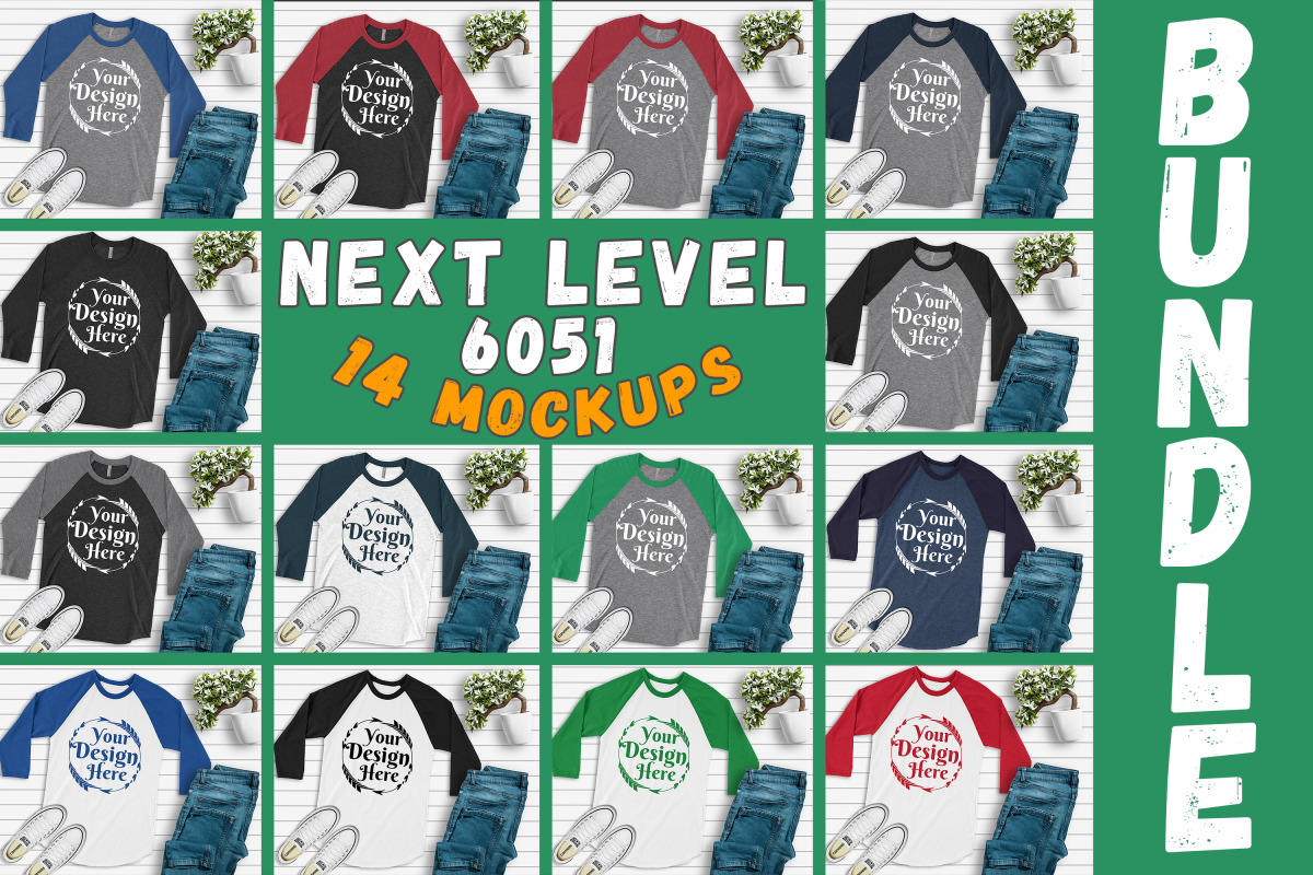 MEGA BUNDLE 14 Mockups Next Level 6051 Unisex Tshirt Multi example image 1