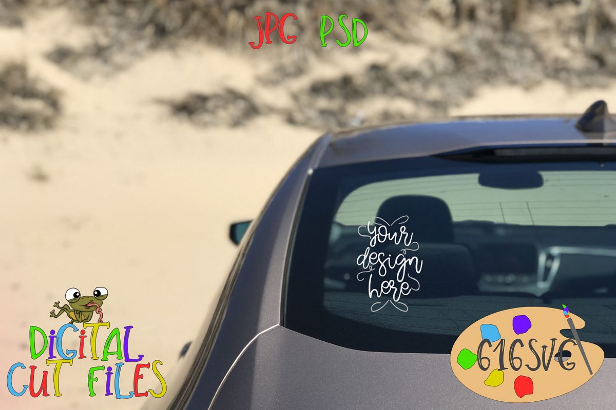 Drivers Side Rear Windshield Mockup with Sand Dunes Scenery example image 1