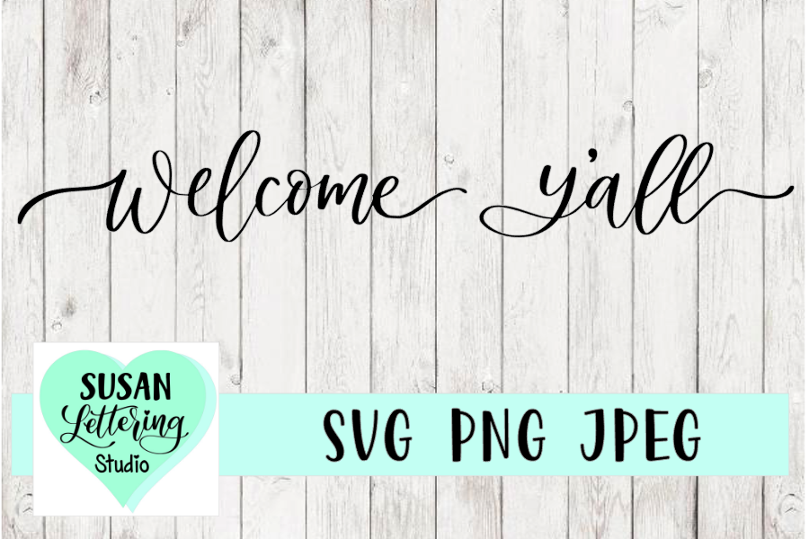 Welcome Y'all Handlettered SVG, PNG, JPEG example image 1