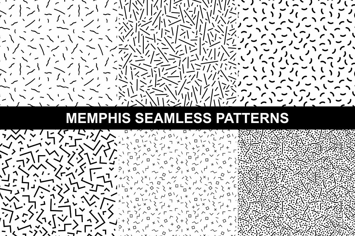 Memphis seamless patterns. example image 1
