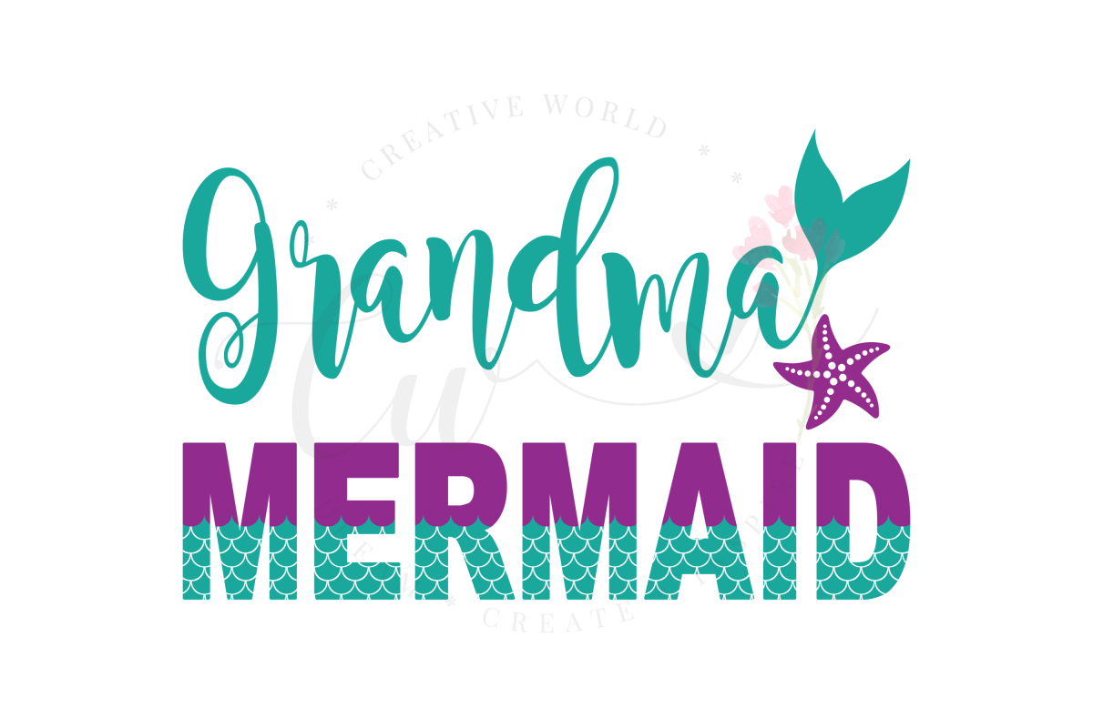 Grandma Mermaid SVG | Mermaid Birthday Girl svg example image 1