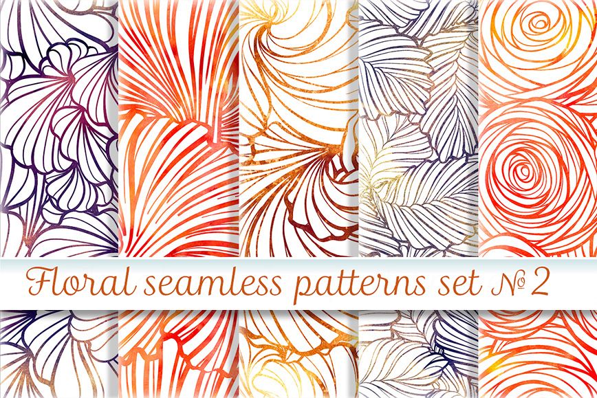 Floral seamless patterns set #2 example image 1