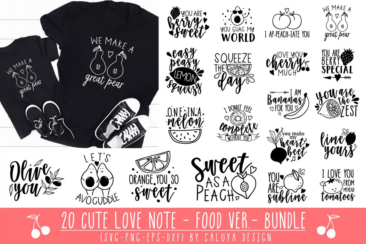 Download 20 Cute Love Notes - Fruits Ver.- Cut File Bundle (273155) | SVGs | Design Bundles
