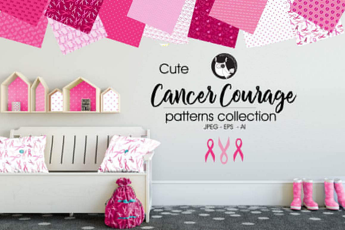 CANCER-COURAGE, digital papers example image 1