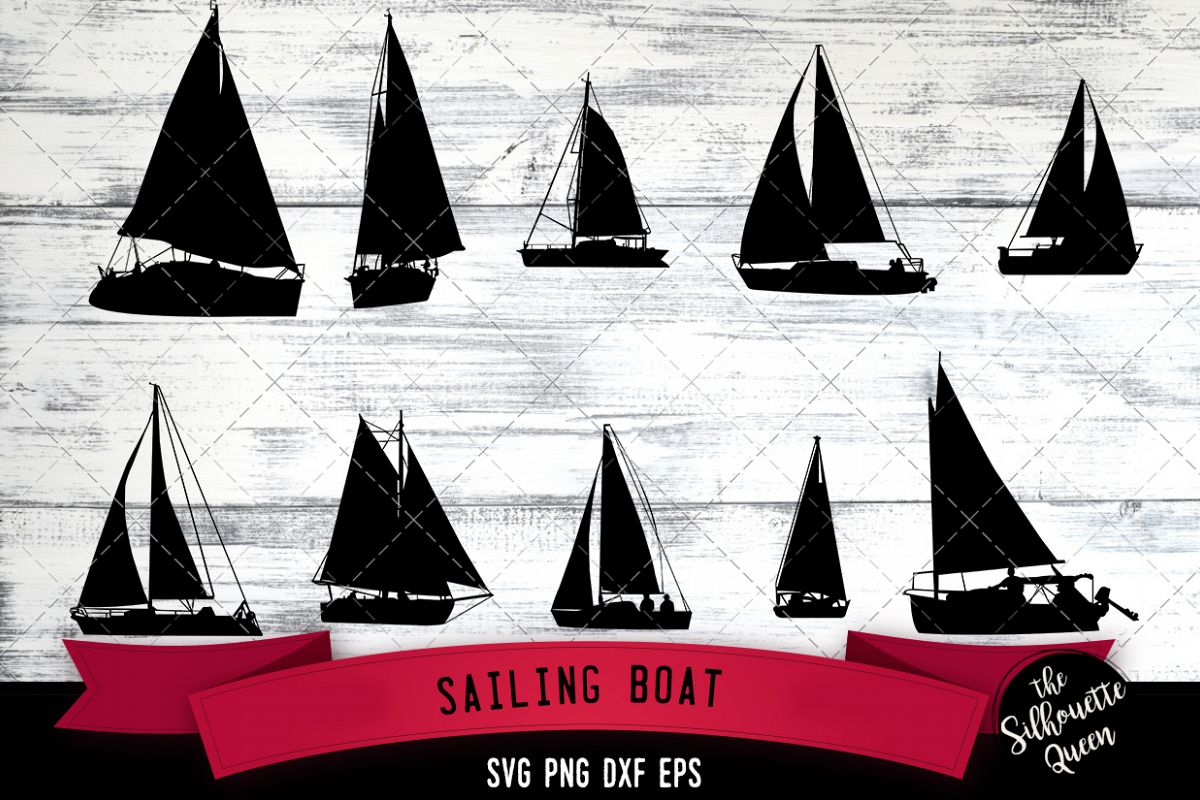 Sail Boat svg file, yacht svg cut file, silhouette studio example image 1
