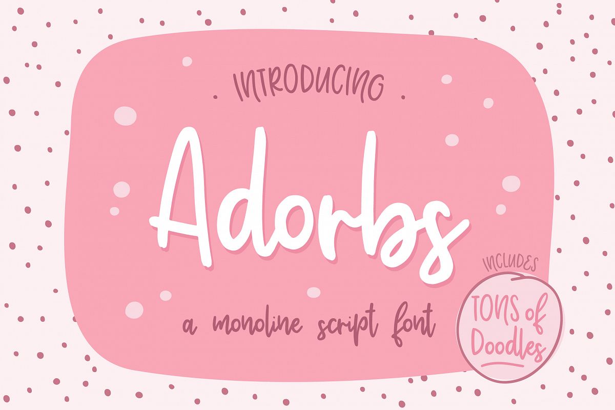 Adorbs, a monoline script font example image 1