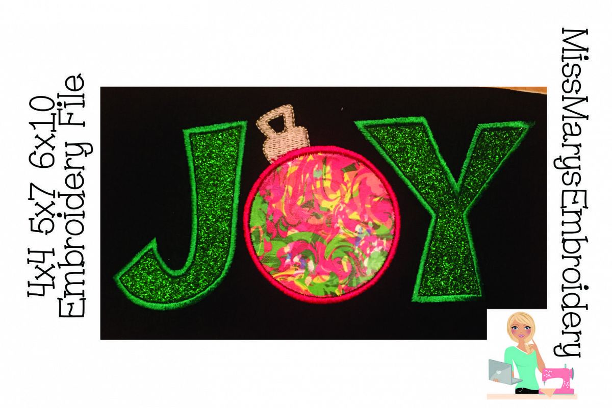 Ornament Joy Applique Embroidery Design example image 1