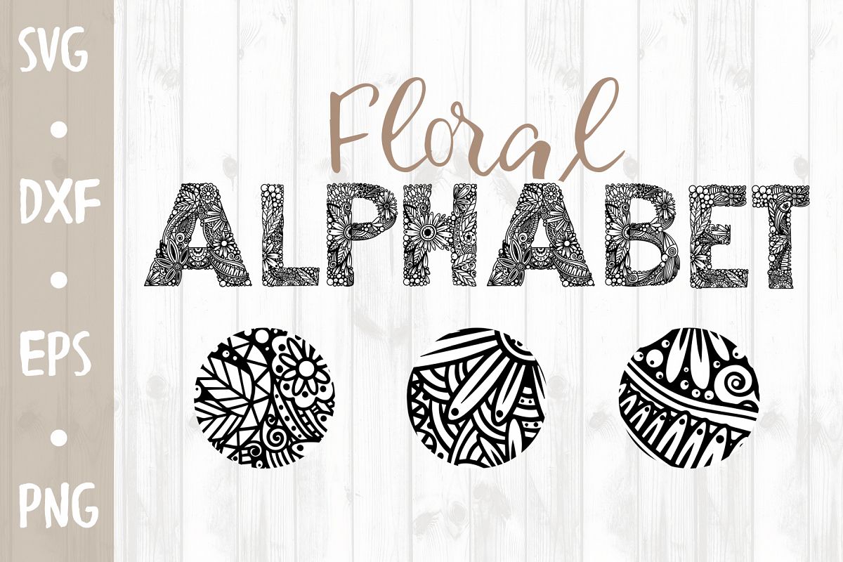Floral Alphabet SVG CUT FILE example image 1