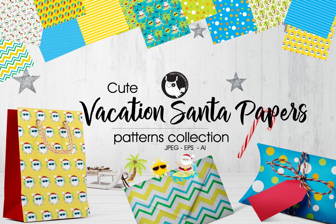 VACATION-SANTA-PAPERS , digital papers example image 1
