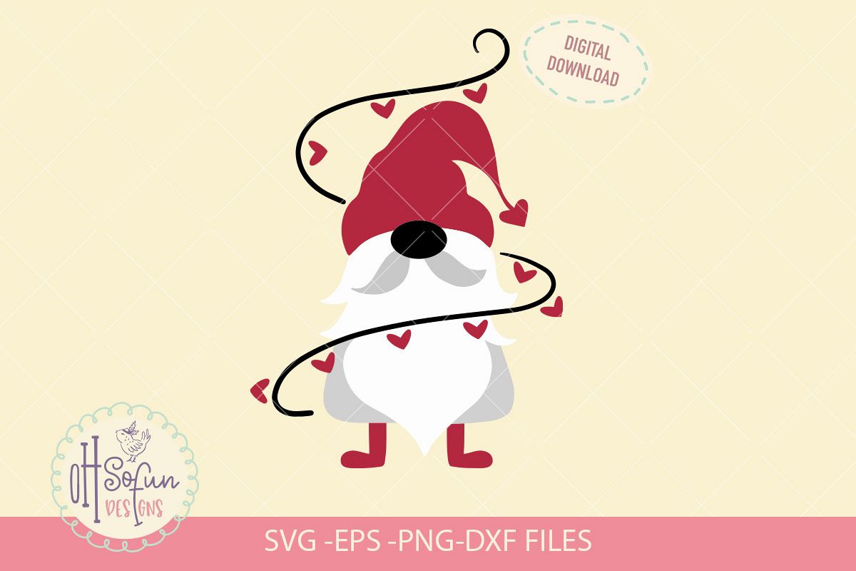 Valentine Gnome with heart, SVG cut file example image 1