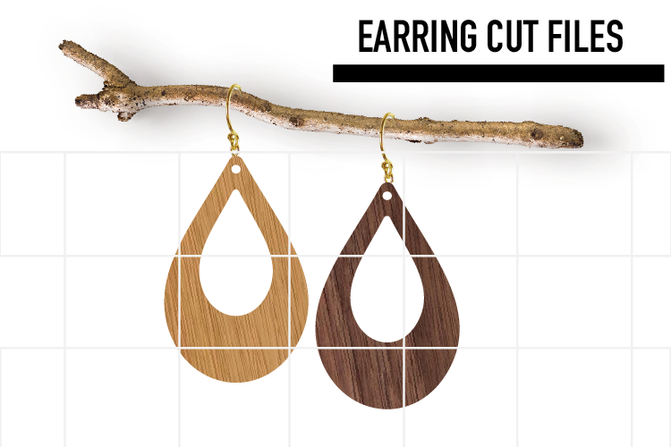 Teardrop Earrings Svg, Earrings Svg, Wooden, Leather, Laser example image 1