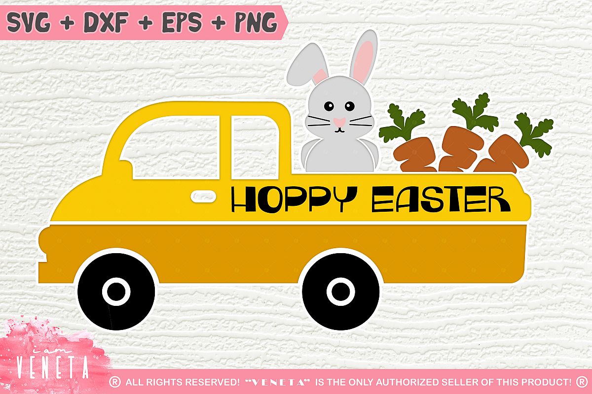 Hoppy Easter| Bunny and Carrots | SVG, DXF, Cutting Files example image 1