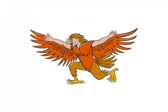 Lleu Llaw Gyffes Spread Eagle Cartoon example image 1