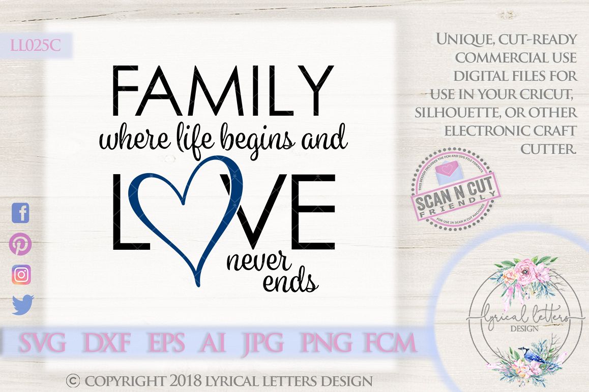 Download Family Where Life Begins Love Never Ends SVG DXF LL025C ...