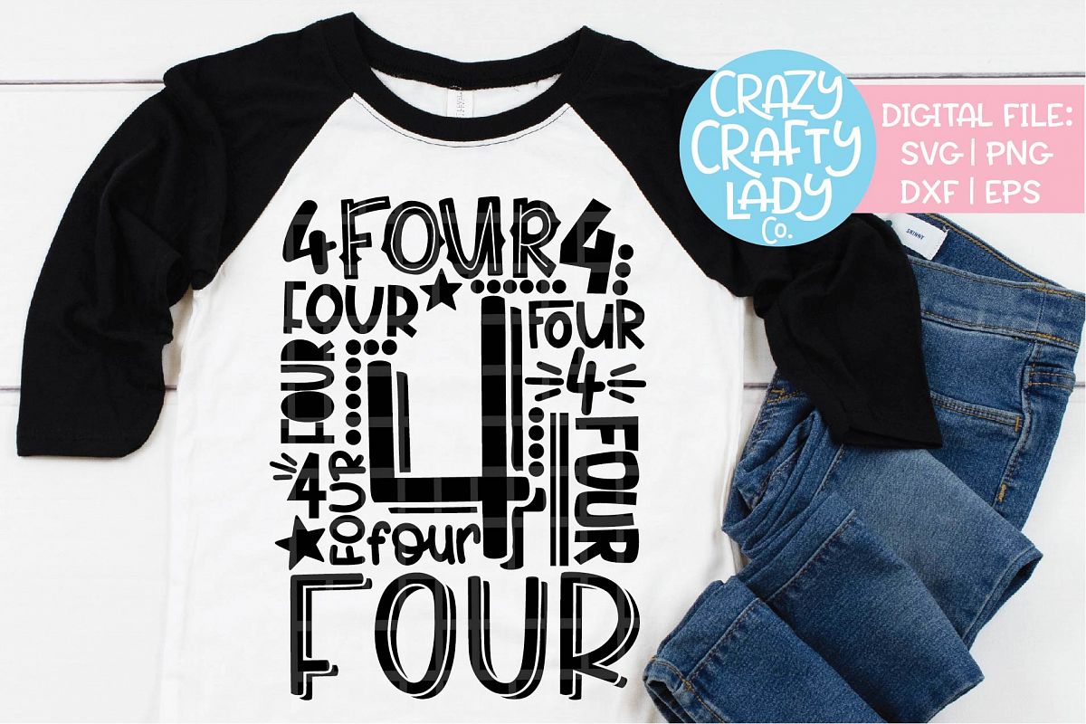 4th Birthday Collage Typography SVG DXF EPS PNG Cut File example image 1