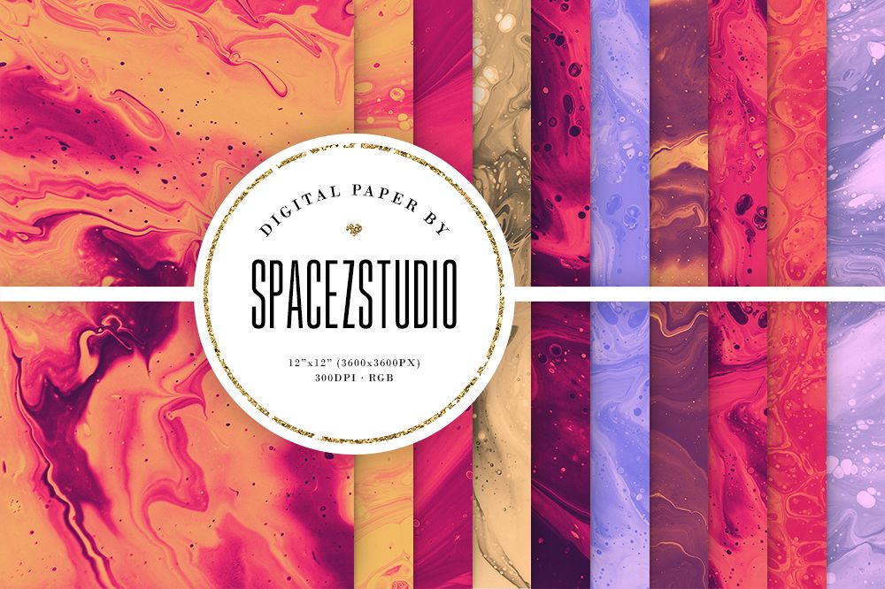 Abstract Liquid Digital Paper - Warm Colors Ink Backgrounds example image 1
