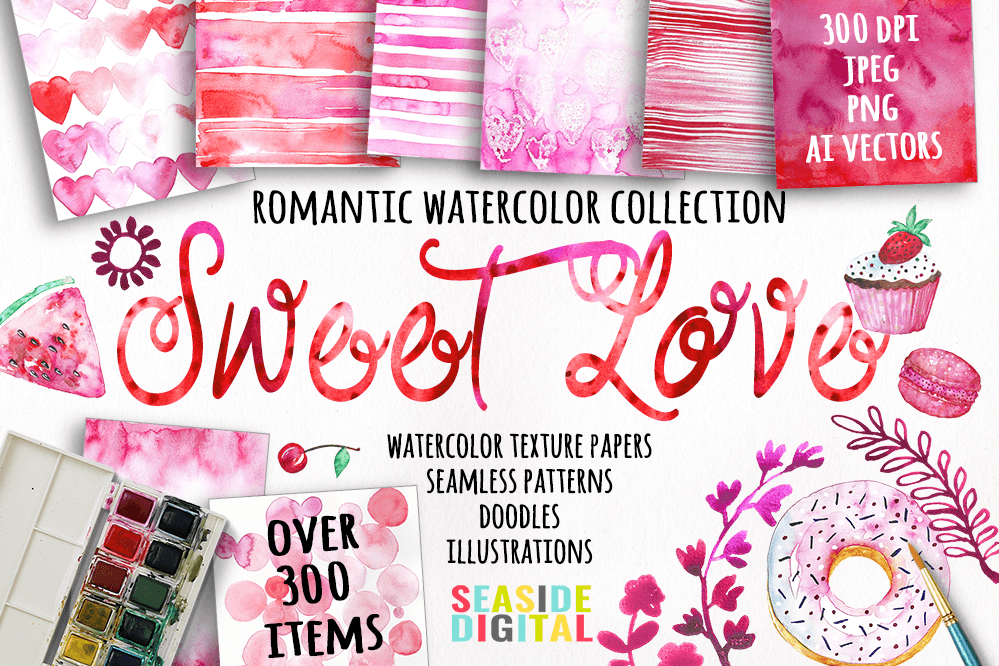 Sweet Love Watercolor Collection example image 1