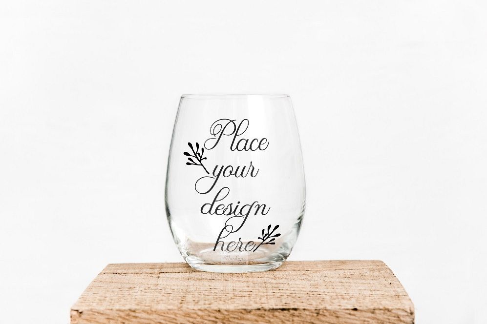 Download Stemless wine glass mockup no stem glasses mock up (117725) | Mock Ups | Design Bundles