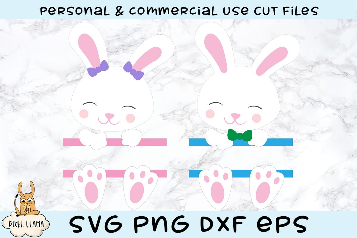 Download Bunny Girl Boy Split Name Monogram Easter Basket SVG