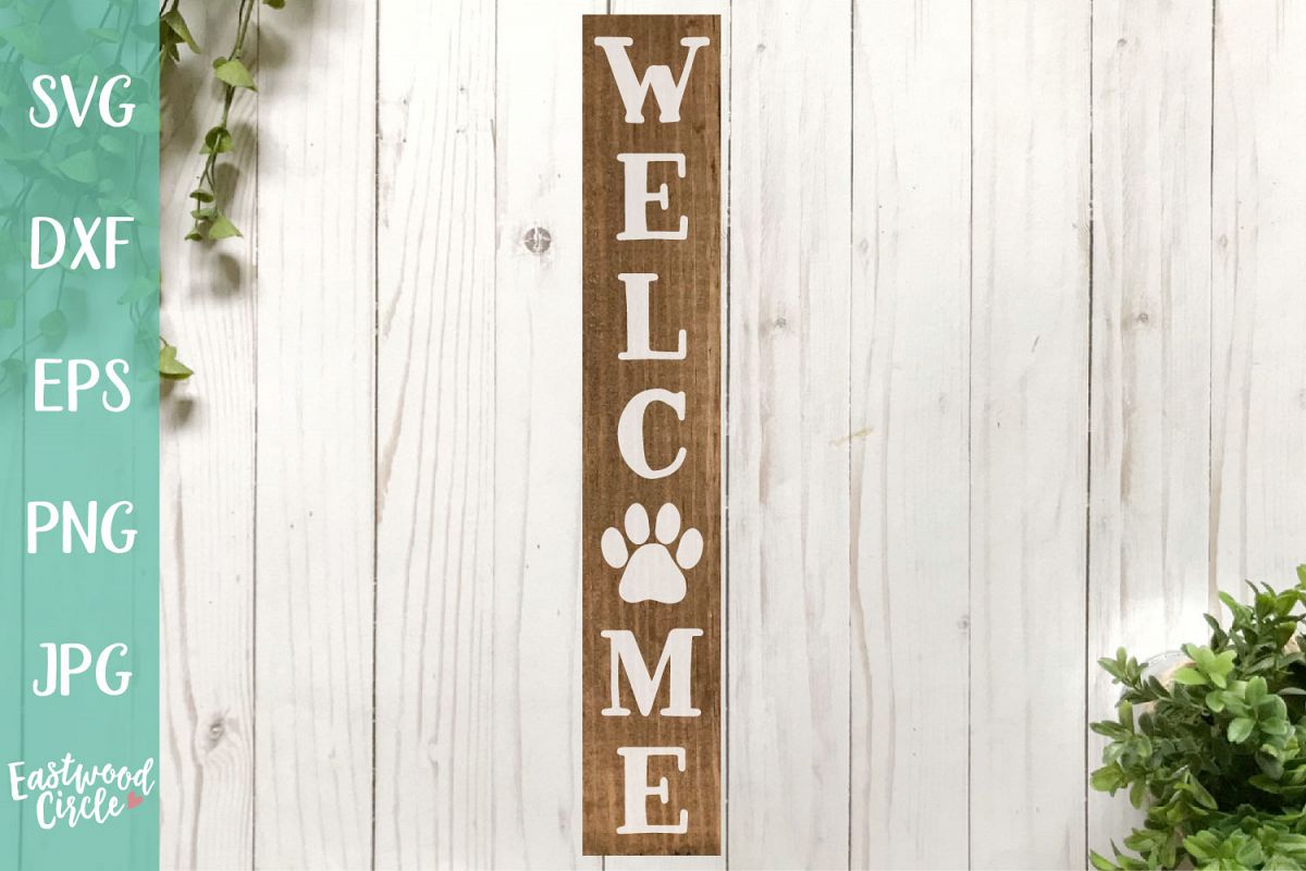 Welcome with Paw Print - A Dog SVG File for Crafters example image 1