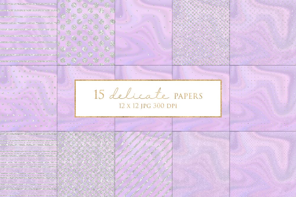 15 Silver Glitter stripes and Dots Digital Paper Pack example image 1