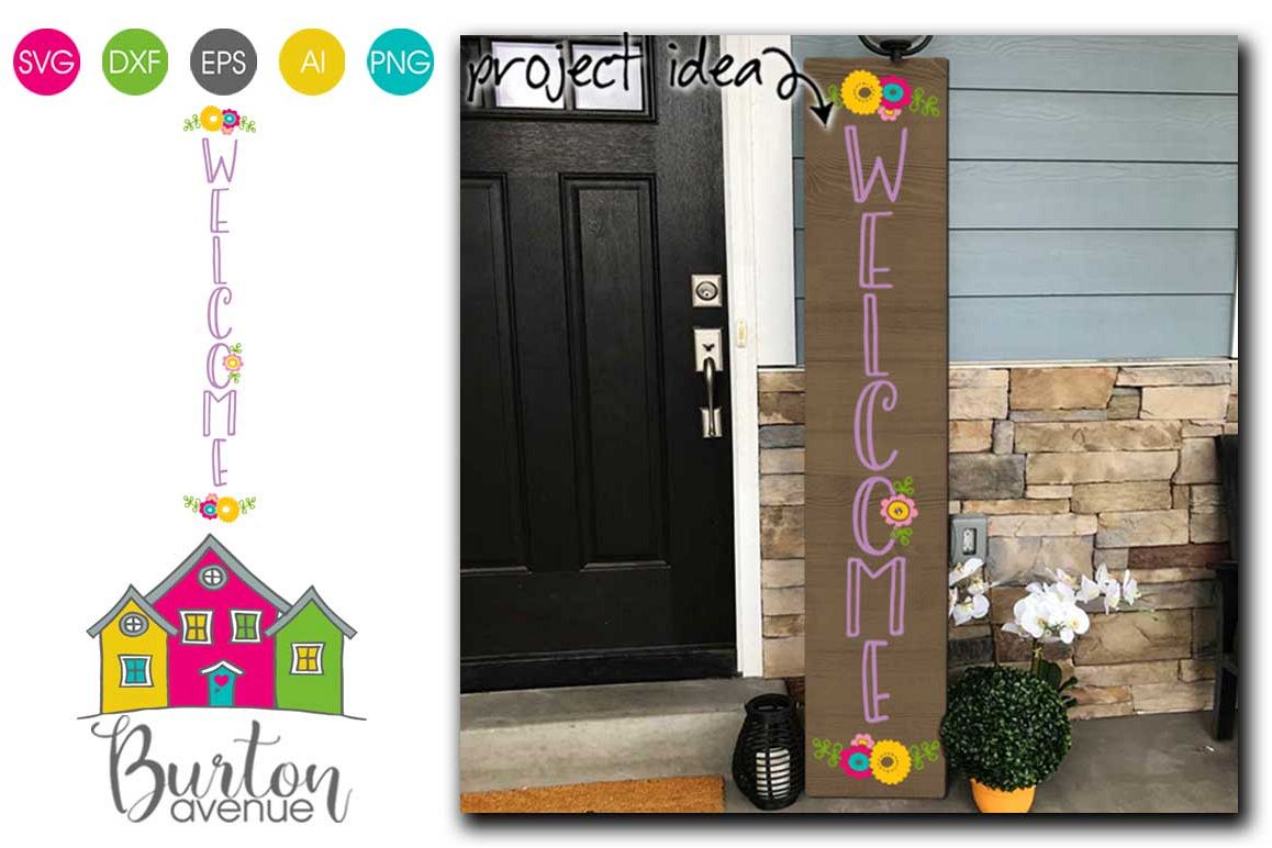 Welcome with Flowers Vertical SVG file for Spring example image 1