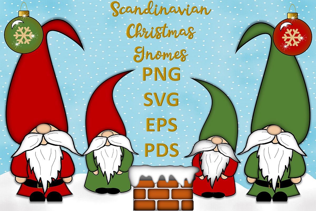 Scandinavian Christmas Gnomes Clipart SVG, PSD, PNG, EPS example image 1
