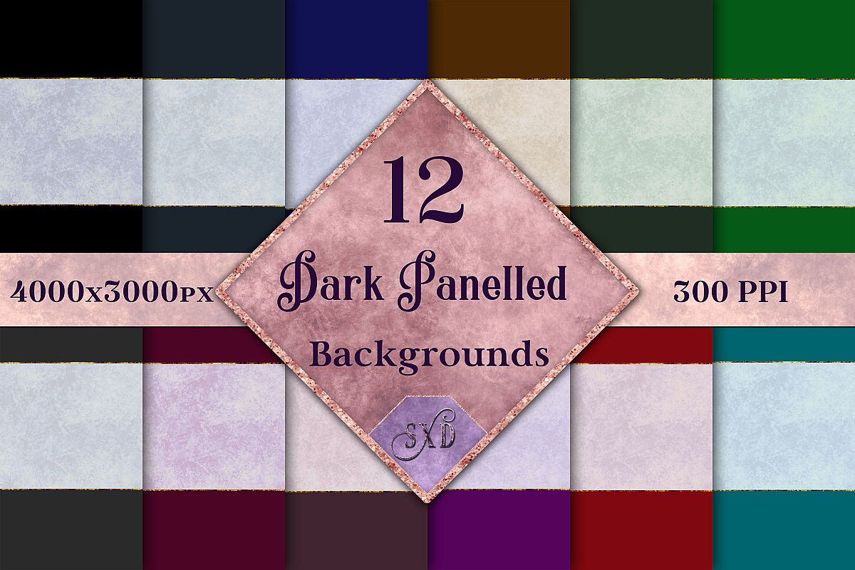 Dark Panelled Backgrounds - 12 Image Textures Set example image 1