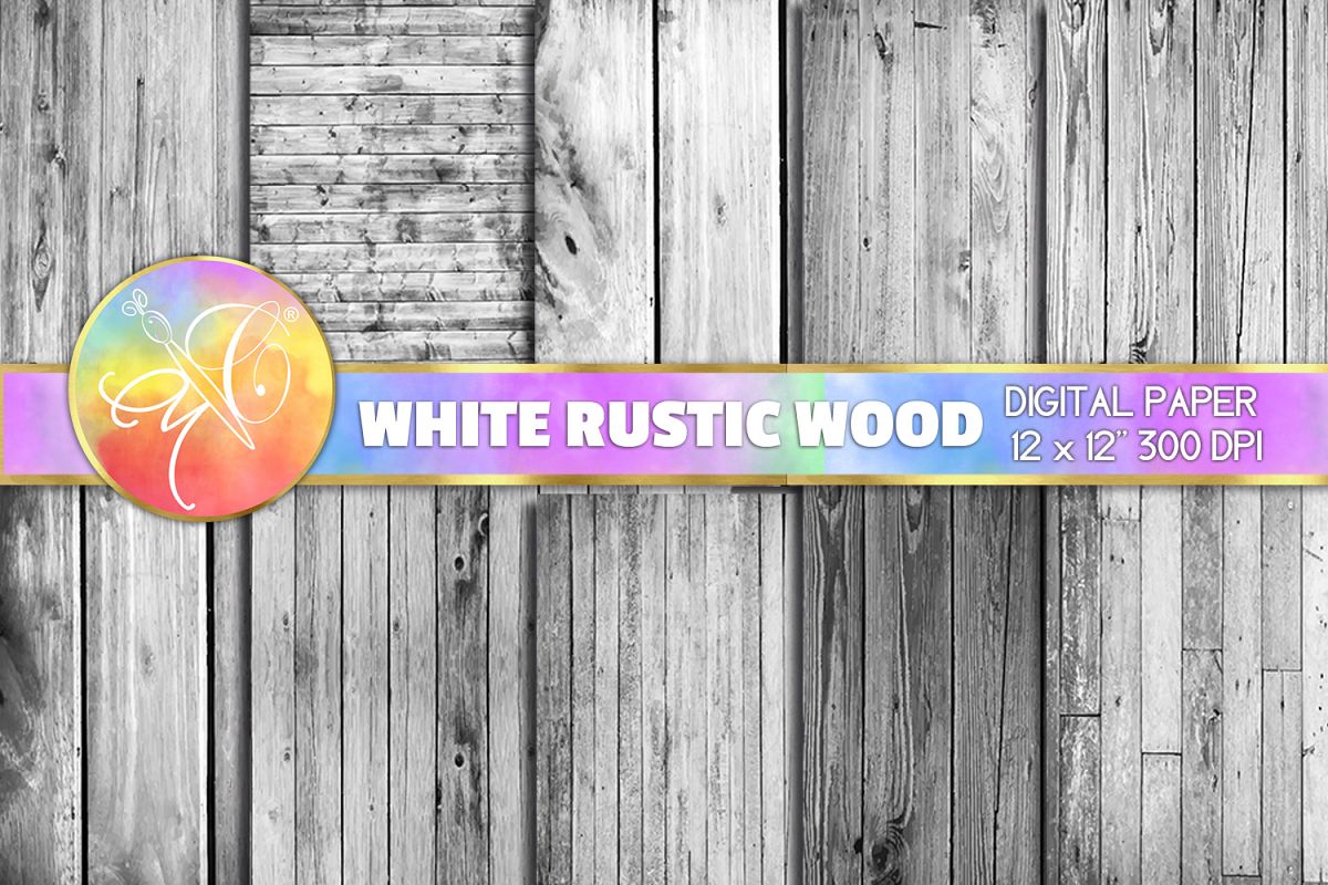 White Rustic Wood Digital Paper, Digital Background example image 1